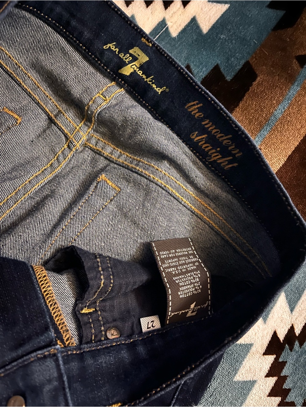7 For All Mankind The Modern Straight Jeans Size 27 Dark Wash